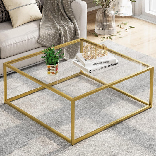 Modern Square Glass Coffee Table – Sleek, Sturdy, and Multi-Functional