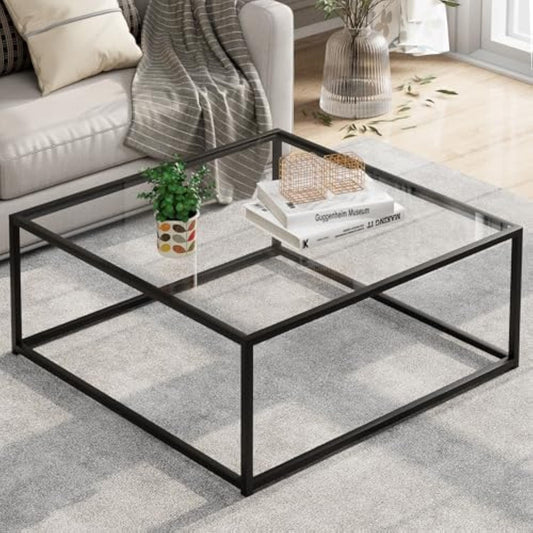 Modern Square Glass Coffee Table – Sleek, Sturdy, and Multi-Functional