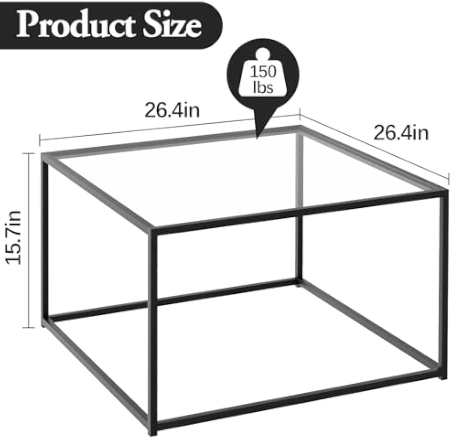 Modern Square Glass Coffee Table – Sleek, Sturdy, and Multi-Functional