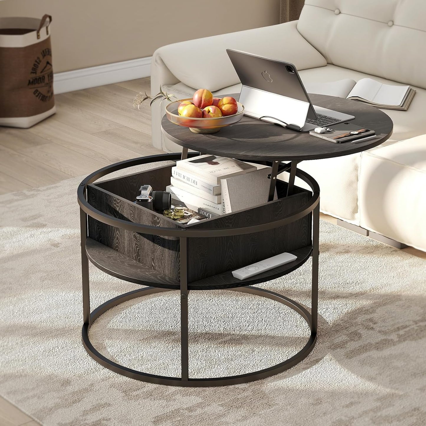 Lifting Round Coffee Table – Stylish, Functional, and Space-Saving