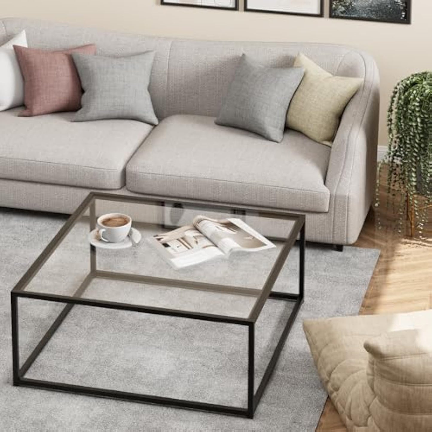 Modern Square Glass Coffee Table – Sleek, Sturdy, and Multi-Functional