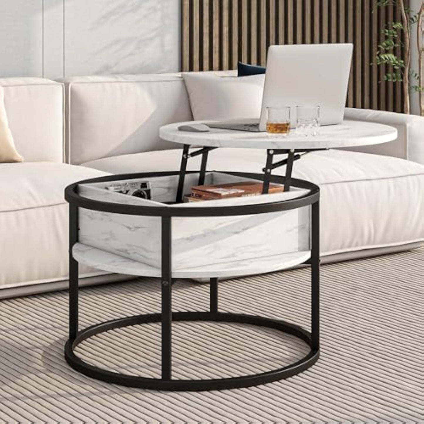 Lifting Round Coffee Table – Stylish, Functional, and Space-Saving