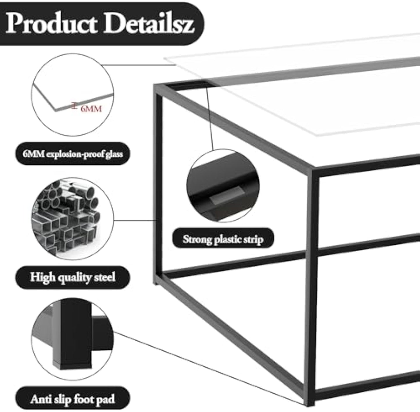 Modern Square Glass Coffee Table – Sleek, Sturdy, and Multi-Functional