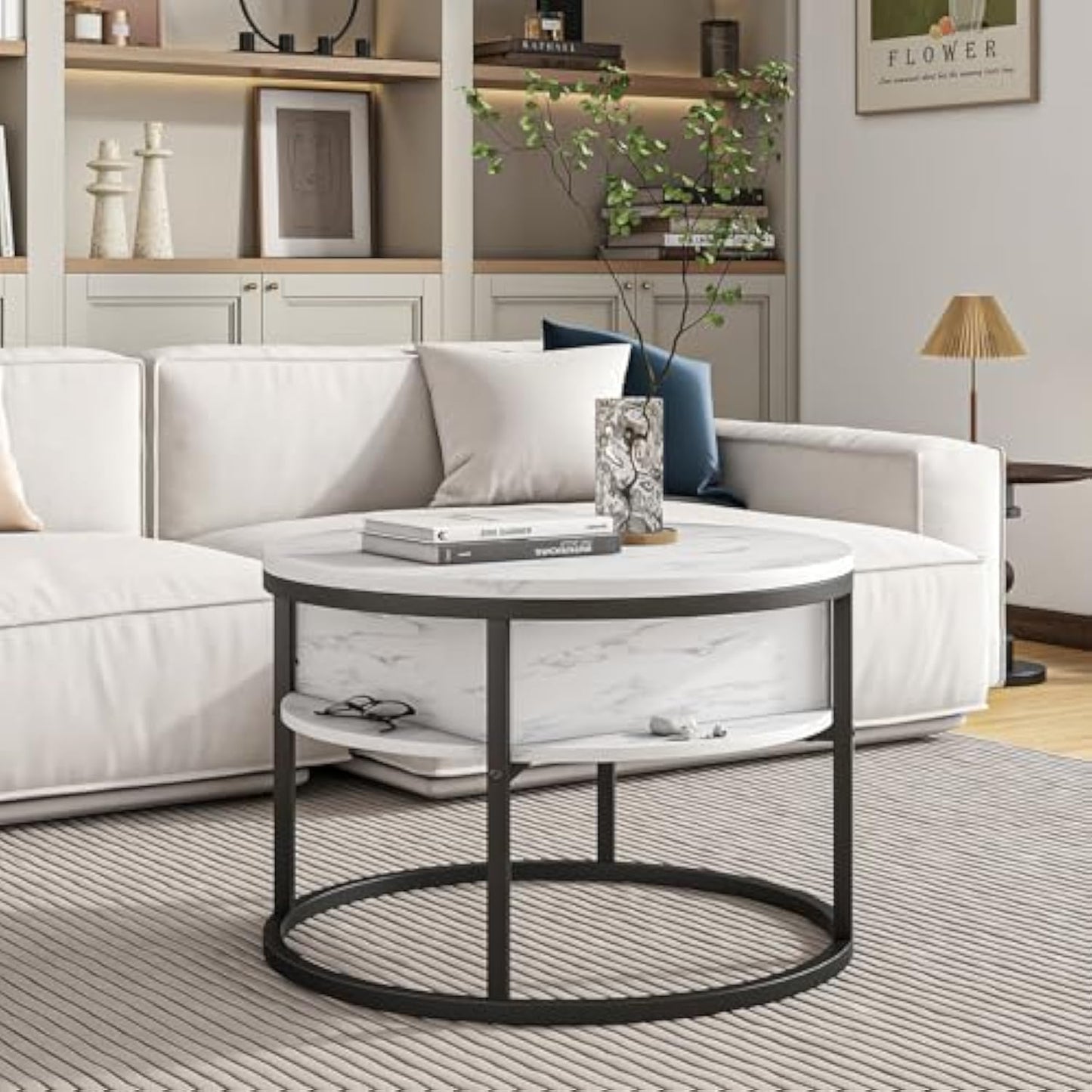 Lifting Round Coffee Table – Stylish, Functional, and Space-Saving